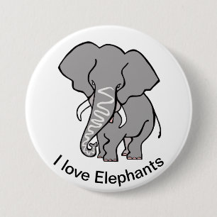 Cool I Liebe ELEPHANE - Tierliebhaber - Wildtiere  Button