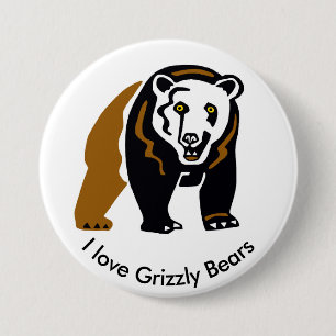 Cool I Liebe GRIZZLY Bars - Wildtiere - Natur Button