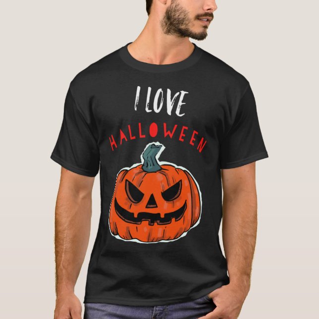 Cool I Love Halloween Jack O Lantern  1 T-Shirt (Vorderseite)