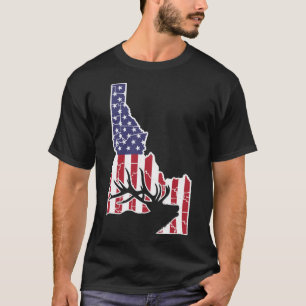Cool Idaho Staat Elk US Flag Funny Deer Animal Hun T-Shirt