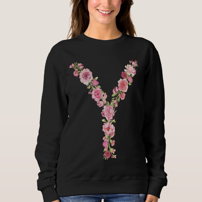 Cool Initial Alphabet Monogram Flowers  Floral Let Sweatshirt (Vorderseite)