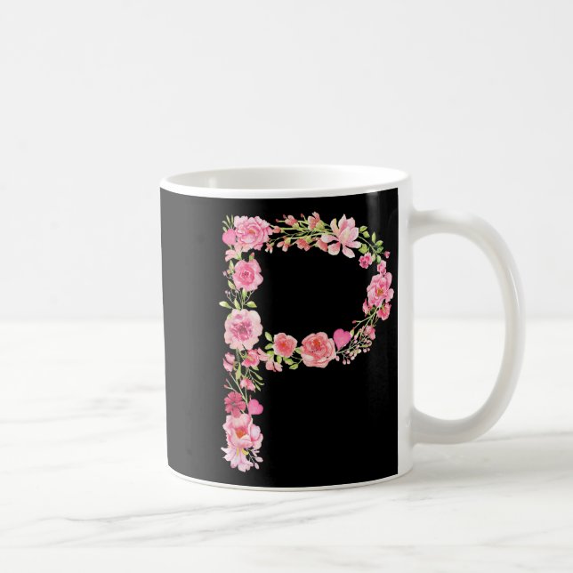 Cool Initial Alphabet Monogram Flowers Floral Lett Kaffeetasse (Rechts)
