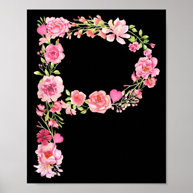Cool Initial Alphabet Monogram Flowers Floral Lett Poster (Vorne)