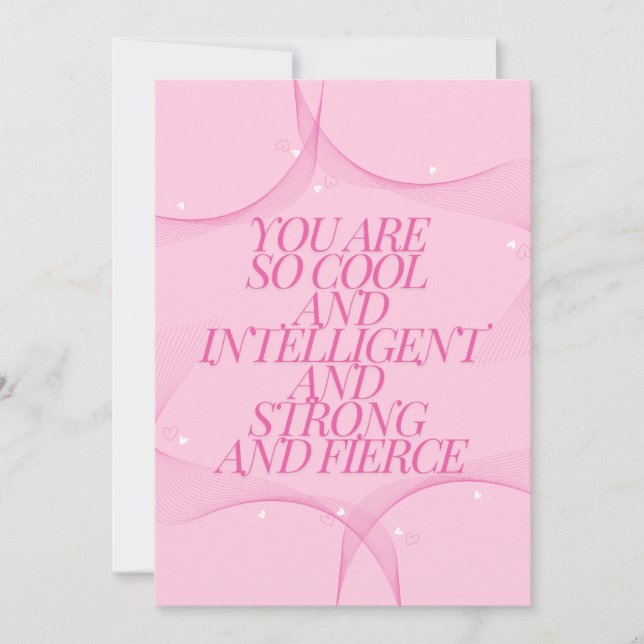 Cool, Intelligent, Stark, Furchtlos, Chefin, Rosa Einladung (Vorderseite)