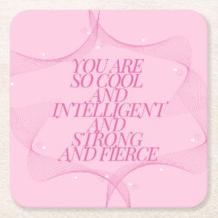 Cool, Intelligent, Stark, Furchtlos, Chefin, Rosa Rechteckiger Pappuntersetzer