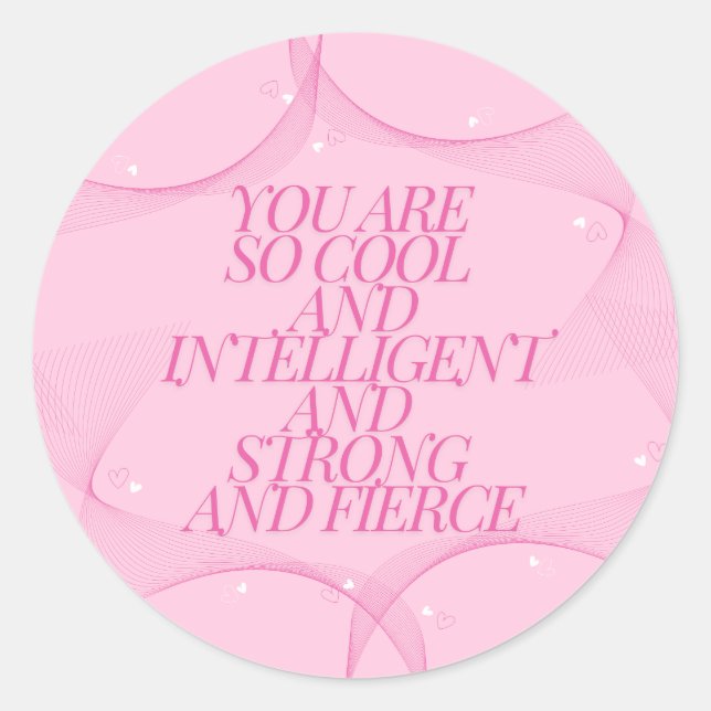 Cool, Intelligent, Stark, Furchtlos, Chefin, Rosa Runder Aufkleber (Vorderseite)