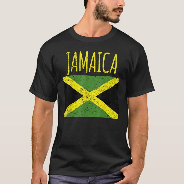 Cool Jamaica distresssed Jamaican flag proud Jamai T-Shirt (Vorderseite)