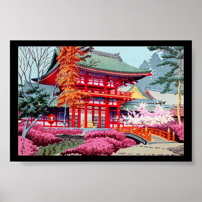 Cool Japanisch Red Tempel Spring Asano Takeji Poster (Vorne)