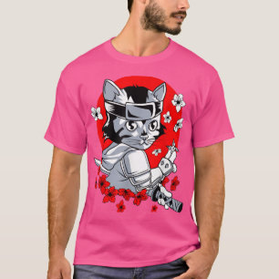 Cool Japanisch Samurai Cat Katana Ninja Kitty Kawa T-Shirt