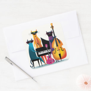 Cool Jazz Cats Musiker Band Quadratischer Aufkleber