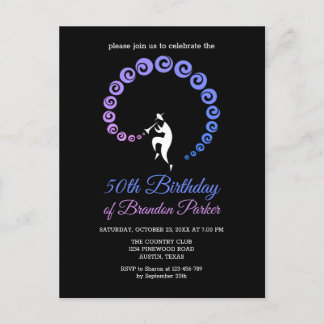 Cool Jazz Trumpet Musiker 50. Geburtstagsparty Einladungspostkarte