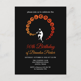 Cool Jazz Trumpet Musiker 50. Geburtstagsparty Einladungspostkarte