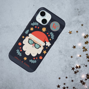 Cool Jolly Santa Claus Monogram Initial Case-Mate iPhone Hülle