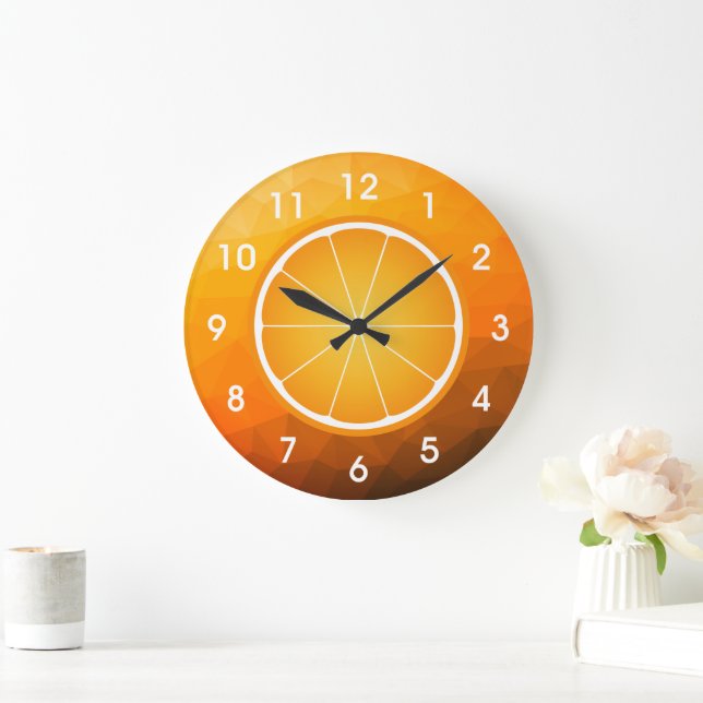 Cool Juicy Orange Fruchtscheiben geometrische Mesh Große Wanduhr (Zuhause)