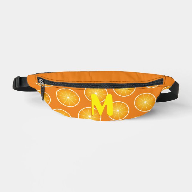 Cool Juicy Orange gelbe Fruchtscheiben Monogramm Bauchtasche (Vorderseite)
