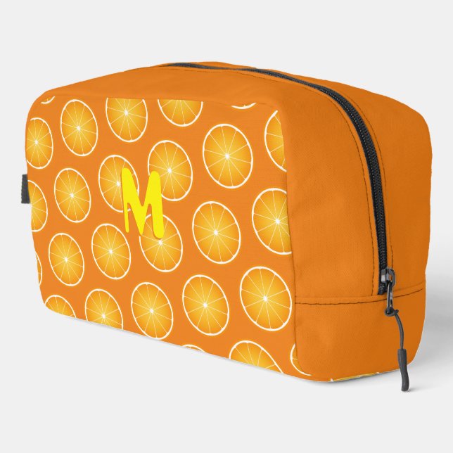 Cool Juicy Orange gelbe Fruchtscheiben Monogramm Waschbeutel (Rechte Ecke)