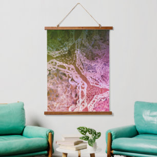 Cool Juicy Pink und Blue Mandal Zeichnend Kunst Wandteppich Mit Holzrahmen