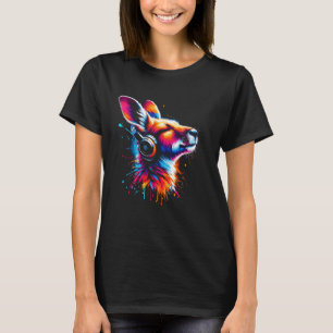 Cool Kangaroo Headphone Music Art Christmas Geburt T-Shirt