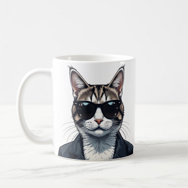 Cool: Katze mit Schatten Kaffeetasse (Links)