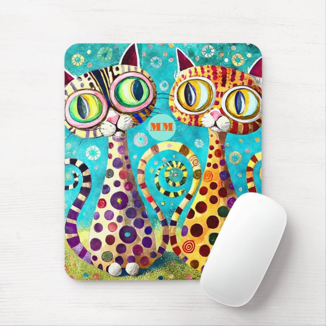 Cool Katzen Abstrakt Mousepad (Mit Mouse)