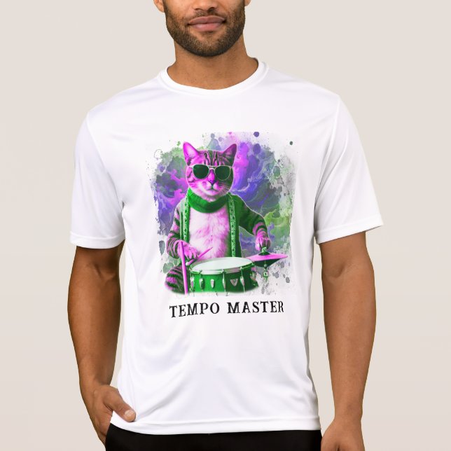 *~* Cool KatzenhIPPIE DRUMMER AP91 Percussionist T-Shirt (Vorderseite)