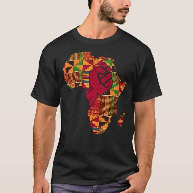 Cool Kente Cloud Art Men Afrika Karte T-Shirt (Vorderseite)