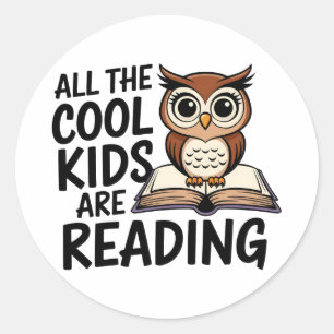 „Cool Kids“ Buchliebhaber Runder Aufkleber