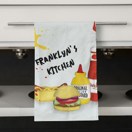 Cool Kitchenette GRILLEN Personalisiert Geschirrtuch
