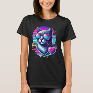 Cool Kitten Farbige Herzsonnenbrille Niedlich Katz T-Shirt