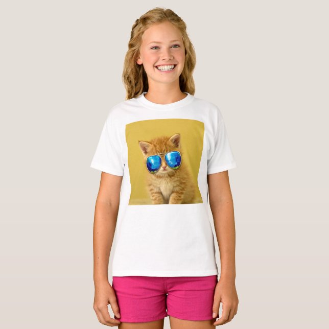 Cool Kitten in Sonnenbrille T-Shirt (Vorne ganz)