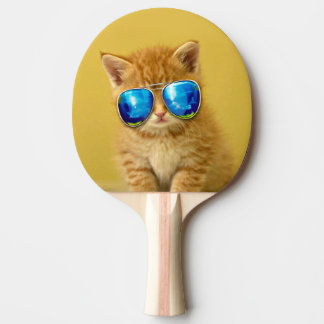 Cool Kitten in Sonnenbrille Tischtennis Schläger