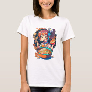 cool lässig mit "Anime Character Eating"-T - Shirt
