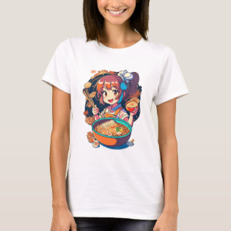 cool lässig mit "Anime Character Eating"-T - Shirt