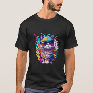 cool lässig mit "Cool Cat Graphic"-T - Shirt