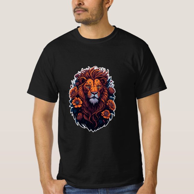 cool lässig mit "Ferocious Lion Design" T-Shirt (Vorderseite)