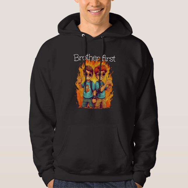 Cool laughing Friends with Flames for Brothers Hoodie (Vorderseite)