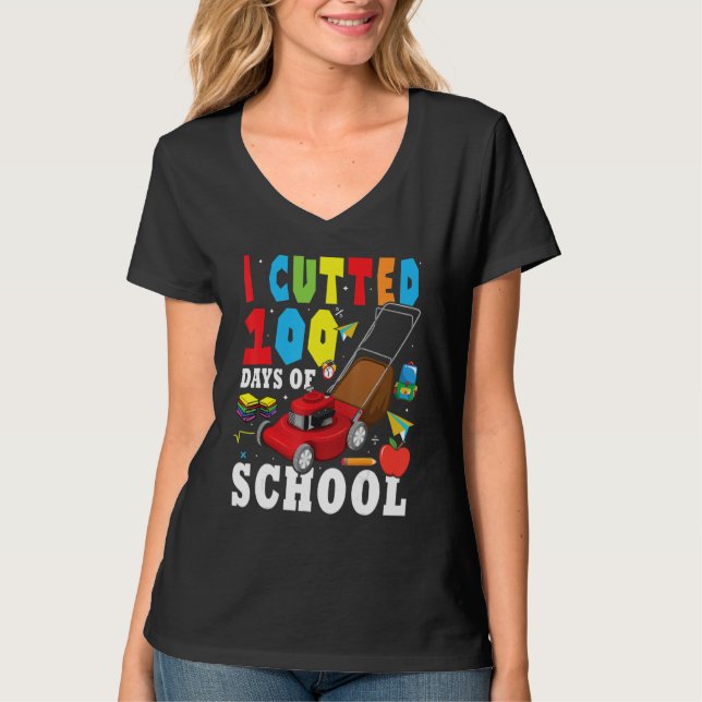 Cool Lawn Mower Apparel 100th Day Of School Teache T-Shirt (Vorderseite)