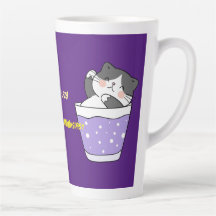 Cool Lazy Cat Latte Tasse