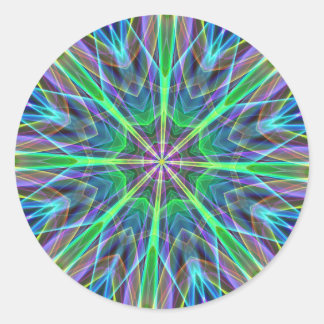 Cool lebendige Neon Pastel Aura Mandela Runder Aufkleber