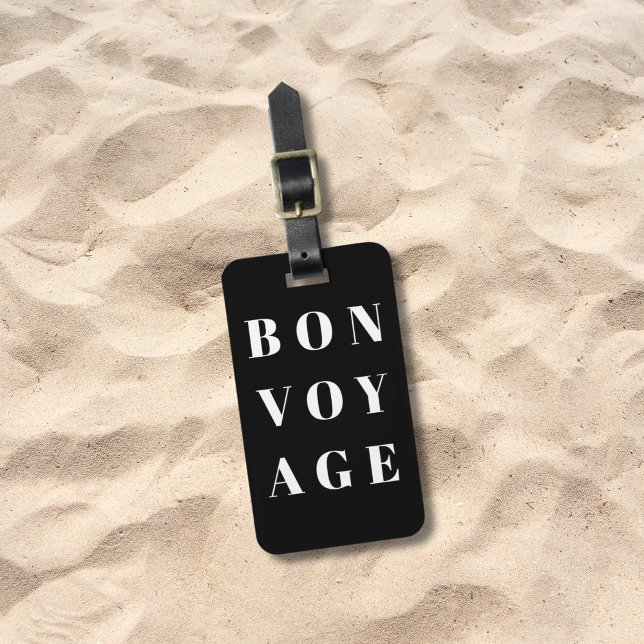 Cool Light Gray Black Bold Bon Voyage Gepäckanhänger (Von Creator hochgeladen)
