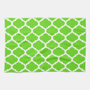 Cool Lime Green marokkanisches Quatrefolienmuster Küchentuch