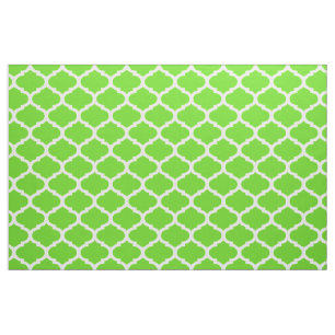 Cool Lime Green marokkanisches Quatrefolienmuster Stoff