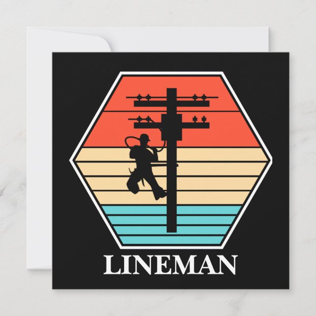 Cool Lineman Vintag Sunset Einladung (Vorderseite)
