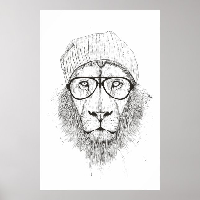 Cool lion (blackandwhite) poster (Vorne)