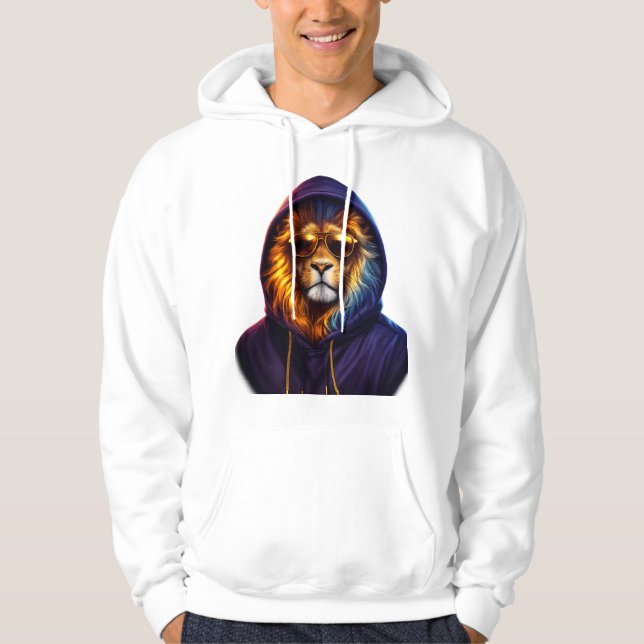 Cool Lion with Sunglasses Urban Streetwear Hoodie (Vorderseite)