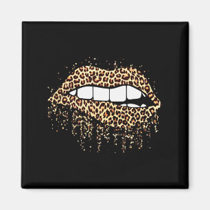 Cool Lips Bite Kiss mich Leopardendruck Gepard- Va Magnet