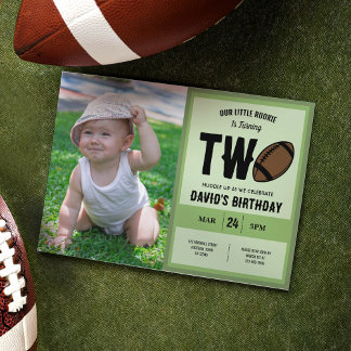 Cool Little Rookie Football Foto 2. Geburtstag Einladung