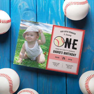 Cool Little Slugger Baseball Foto 1. Geburtstag Einladung