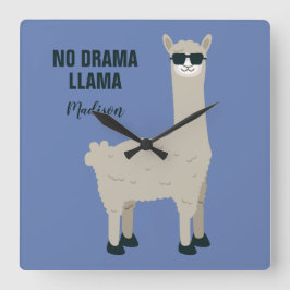 Cool Llama custom name & color wall clock Quadratische Wanduhr