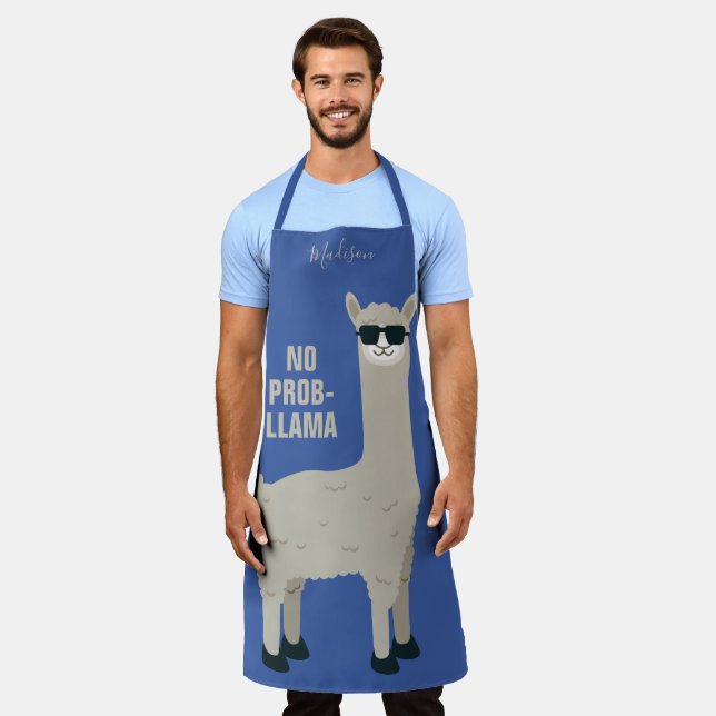 Cool Llama individuelle Name & Farb-Schürze Schürze (Getragen)